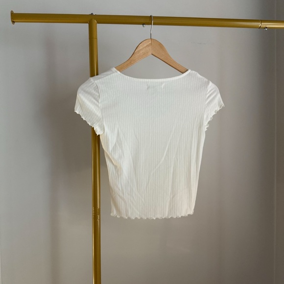 NWOT Madewell Ribbed Button Down V Neck Tee Cream Size XXS - Picture 3 of 7
